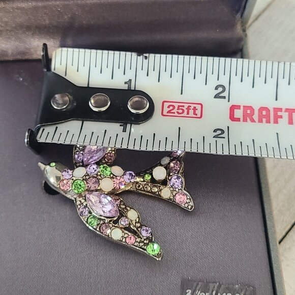 Dillards Multicolor Bird Brooch Pin Rhinestone New in Box - Picture 6 of 7